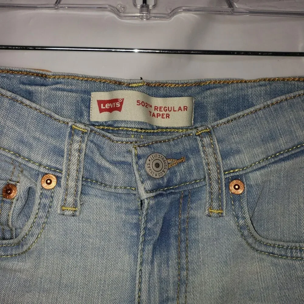Levis 502 Jeans Girls 10 Regular 25x25 Light Blue Denim Regular Taper Stretch